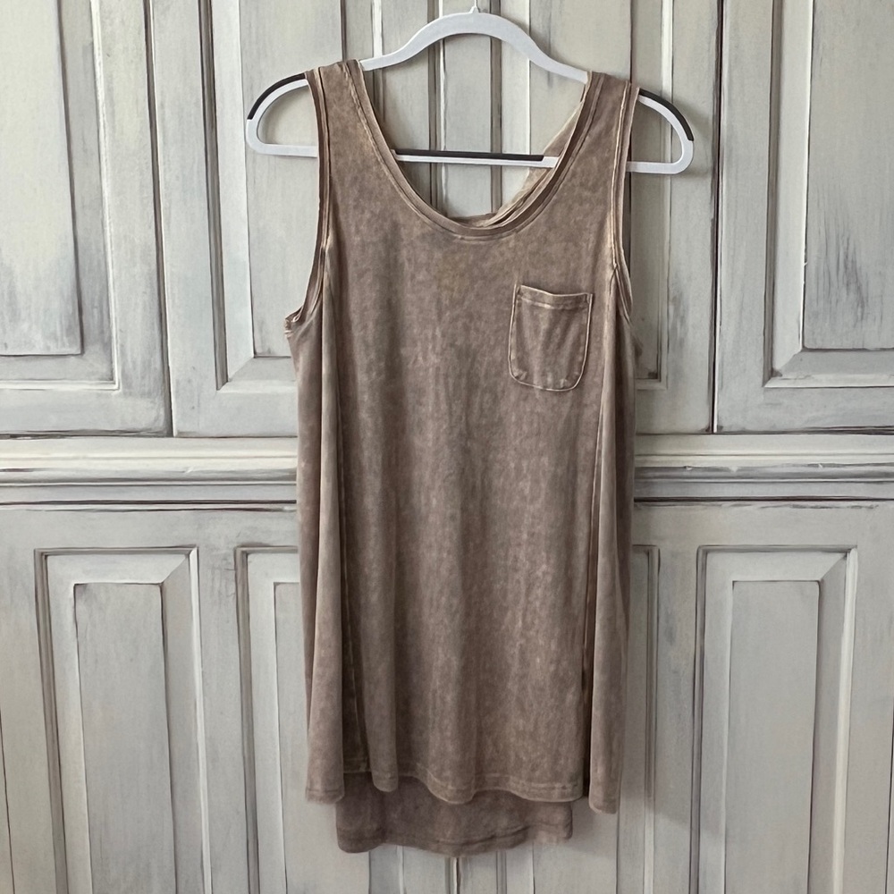🟤NEW KORI Washed Tank with Back Crisscross Detail in Latte LG